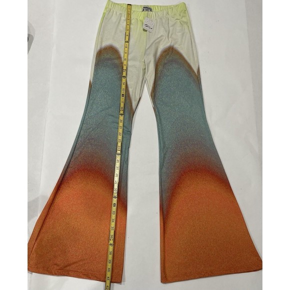 Free People Mandinga Otto Pant Flare Stretch Ombre Gray Aqua Orange Size M NWT - Picture 5 of 8
